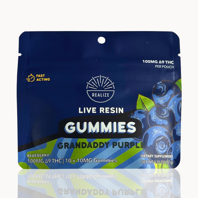 D9 Live Resin Gummies Blueberry - Grandaddy Purple